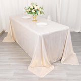 90x132inch Shiny Beige Polyester Rectangular Tablecloth With Shimmer Sequin Dots