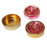 2 Pack | Red/Gold Glitter Rose Tealight Candles Unscented Dripless Wax