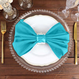 5 Pack | Turquoise Seamless Cloth Dinner Napkins, Reusable Linen | 20inchx20inch