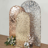 5ft Sparkly Champagne Double Sided Big Payette Sequin Chiara Backdrop Stand Cover For Fitted Round