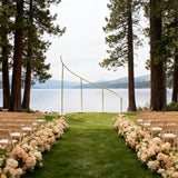 8ft x 12ft Curved Wave Wedding Arch Backdrop Stand – Gold Heavy-Duty Metal Frame for Event