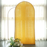 7ft Gold Shimmer Tinsel Spandex Chiara Backdrop Stand Cover For Fitted Round Top Wedding Arch
