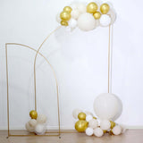 8ft Gold Metal Half Moon Floral Frame Wedding Arbor Stand, Chiara Backdrop Display Arch