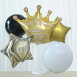 Set of 6 | Gold/Black Marble Mylar Foil Party Balloon Set