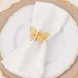 4 Pack | Gold Metal Butterfly Napkin Rings, Decorative Laser Cut Cloth Napkin Holders