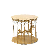 14inch Gold Metal Carousel Cake Stand with Hanging Acrylic Beads#whtbkgd