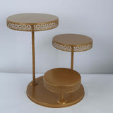 3-Tier Gold Metal Cake Stand with Hollow Lace Design, Cupcake Tower Dessert Display Stand