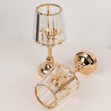 2-Pack 11" Crystal Pendant Candle Holders Lamp Shade Style in Gold, Votive Candle Stand