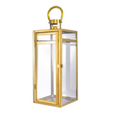 17inch Gold Vintage Top Stainless Steel Candle Lantern Centerpiece Outdoor Metal Patio Lantern