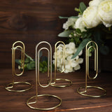 5 Pack | Gold Metal 5 Paperclip Card Holder Stands, Table Number Stands, Wedding Table Menu Clips