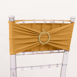 5 Pack Gold Spandex Chair Sashes with Gold Diamond Buckles, Elegant Stretch Chair Bands and Slide