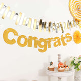 3ft Gold Glittered Congrats Paper Hanging Garland Banner Party Decor