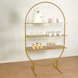 6.5ft 3-Tier Gold Metal Arch Cake Display Stand, Floor Standing Oval Cupcake Dessert Stand