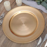 6 Pack 13inch Beaded Gold Acrylic Charger Plate, Plastic Round Dinner Charger Event Tabletop