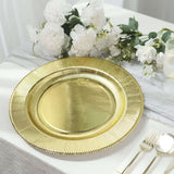 25 Pack | Metallic Gold Sunray 10inch Serving Dinner Paper Plates, Disposable Party Plates - 350 GSM