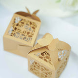 25 Pack | Gold Butterfly Top Laser Cut Lace Favor Candy Gift Boxes