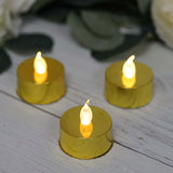 12 Pack | Metallic Flameless LED Candles | Battery Operated Tea Light Candles | Gold