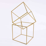 2 Pack | 20inch Square Gold Metal Frame Wedding Flower Stands, Geometric Centerpieces