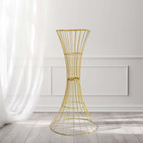 24inch Tall Gold Metal Wire Hourglass Flower Frame Stand, Open Frame Reversible Trumpet