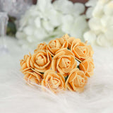 48 Roses | 1Inch Gold Real Touch Artificial DIY Foam Rose Flowers With Stem, Craft Rose Buds