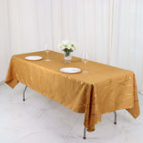 60"x102" Gold Rectangle Polyester Tablecloth With Gold Foil Geometric Pattern