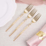 24 Pack | Gold Glittered Disposable Forks, Plastic Silverware, Cutlery