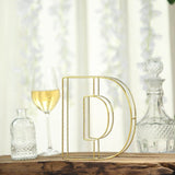 8" Tall | Gold Wedding Centerpiece | Freestanding 3D Decorative Wire Letter | D