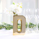 6inch Shiny Gold Plated Ceramic Letter "D" Sculpture Bud Vase, Flower Planter Pot Table Centerpiece