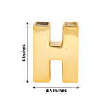 6inch Shiny Gold Plated Ceramic Letter "H" Sculpture Bud Vase, Flower Planter Pot Table Centerpiece