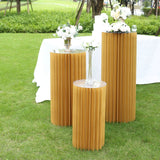 Gold Cylinder Display Column Stand, Pillar Pedestal Stand With Top Plate