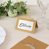 50-Pack Gold Place Cards with Laser Cut Crown Design