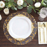 10 Pack Metallic Gold Sheer Organza Dining Table Mats with Embossed Foil Flower Design