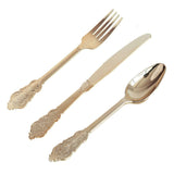 24 Pack | Metallic Gold Baroque Style Heavy Duty Plastic Silverware Set