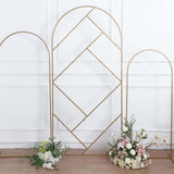 7ft Tall Gold Metal Round Top Geometric Flower Frame Prop Stand