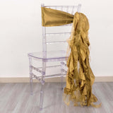 5 Pack Gold Curly Willow Chiffon Satin Chair Sashes