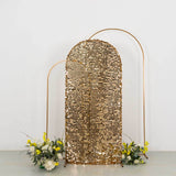 6ft Sparkly Gold Big Payette Sequin Fitted Wedding Arch Cover for Round Top Chiara Backdrop