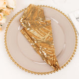 Gold Wave Embroidered Sequin Mesh Dinner Napkin, Reusable Decorative Napkin