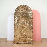 7ft Sparkly Gold Double Sided Big Payette Sequin Chiara Backdrop Stand Cover For Fitted Round Top