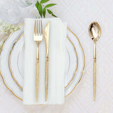 24 Pack | 8 Metallic Gold With Glitter Silverware Set, Modern Premium Plastic Utensil Set