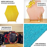 8ftx7ft Gold Metallic Shimmer Tinsel Spandex Hexagon Backdrop, 2-Sided Wedding Arch Cover