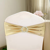 5 pack Metallic Champagne Spandex Chair Sashes With Attached Round Diamond Buckles