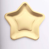 25 Pack Matte Gold Star Shaped Eco Friendly Party Plates, 9inch Paper Dinner Plates - 300GSM