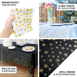 5 Pack White Rectangle Plastic Table Covers with Gold Stars