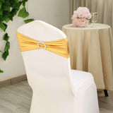 5 pack Metallic Gold Spandex Chair Sashes With Attached Round Diamond Buckles