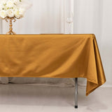 60"x102" Shimmer Gold Premium Scuba Rectangle Tablecloth, Wrinkle Free Polyester Tablecloth