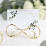 10 Pack | Gold Metal 3" Infinity Card Holder Stands, Table Number Stands, Wedding Table Place Card Menu Clips