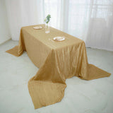 90x156Inch Gold Accordion Crinkle Taffeta Rectangular Tablecloth