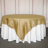 90inch x 90inch Accordion Crinkle Taffeta Table Overlay - Gold