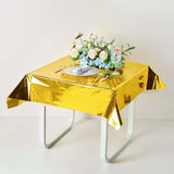 Gold Metallic Foil Square Tablecloth, Disposable Table Cover