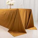 90x132inch Shimmer Gold Premium Scuba Rectangle Tablecloth, Wrinkle Free Seamless Polyester